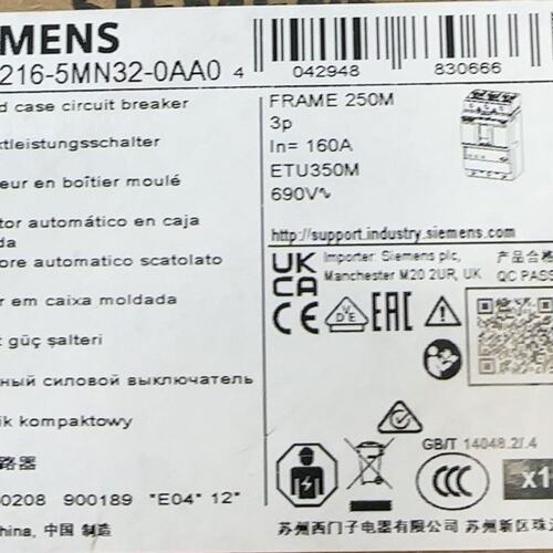 议价塑壳断路器3VA22163VA2216-4EF32-0AA03VA2216-5EF32-0AA0
