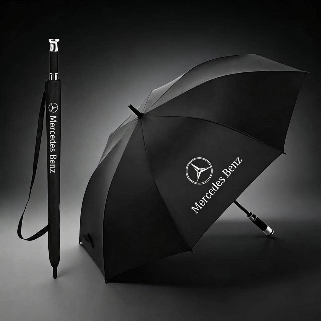 奔驰雨伞全自动长柄原装大伞4S店定制礼品LOGO加大黑胶防晒伞包邮
