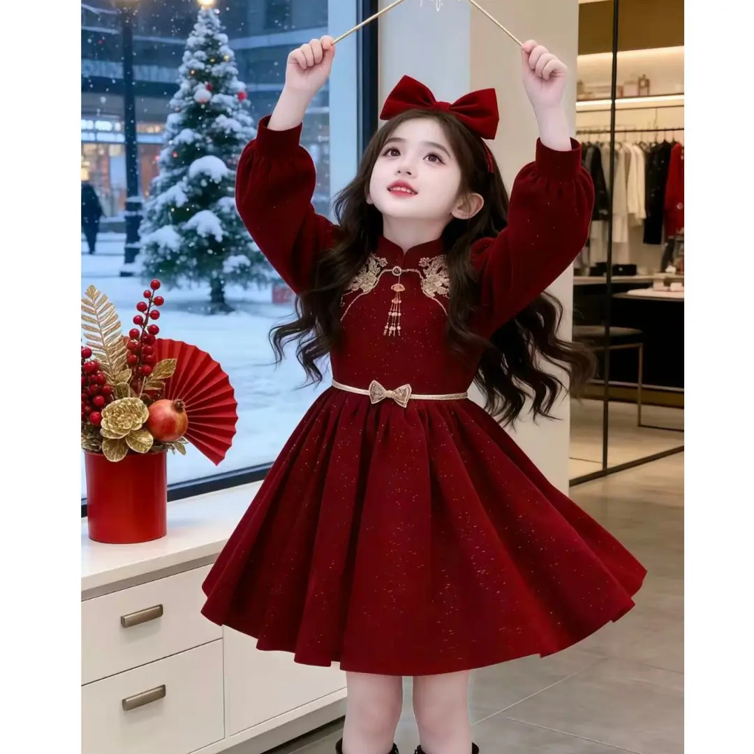 女童洋气加厚中式冬季拜年服裙子宝宝加厚汉服新年装冬装保暖国潮,童装/婴儿装/亲子装,唐装,淘宝优惠券,粉丝福利购,淘宝优惠卷