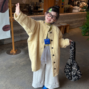 花与寻童装女童外套2026秋冬新款中长款皮毛一体加厚锁温时尚潮童