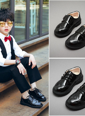 男童皮鞋黑色英伦2026春秋儿童西装软底小学生中大宝宝花童演出鞋