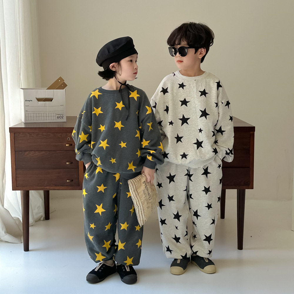 童套装2026春款男童女童韩版满版印花两件套儿童长袖长裤卫衣套装