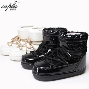 Y032保暖雪地靴女2026年新款冬季女款月球靴薄底中筒防泼水太空