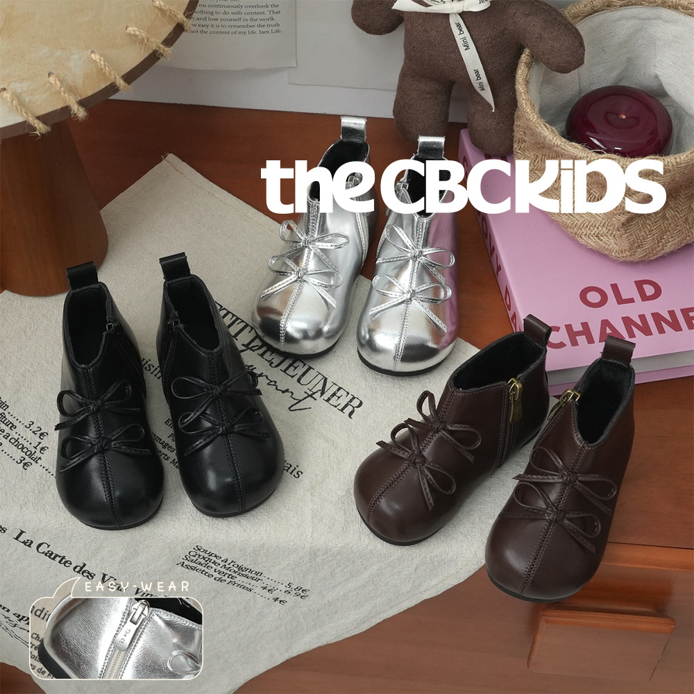 XUIU『小千金』女童简约皮靴中古可爱侧拉链软底中筒【温州鞋】