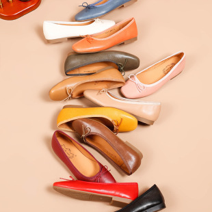 真皮浅口女鞋玛菲玛图懒人鞋一脚蹬乐福鞋平底休闲鞋分销