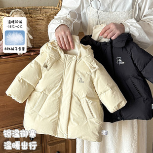 冬季新款宝宝中长款连帽外套白鸭绒2025女童羽绒服婴幼儿冬装 a类