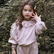 草莓珊韩国童装 2024春款 卫衣现货 儿童女孩洋气花边宽松套头长袖