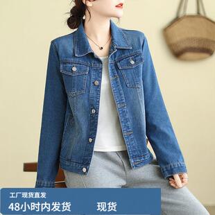 港风长袖牛仔短外套女士宽松显瘦休闲上衣百搭学生夹克运动ins潮