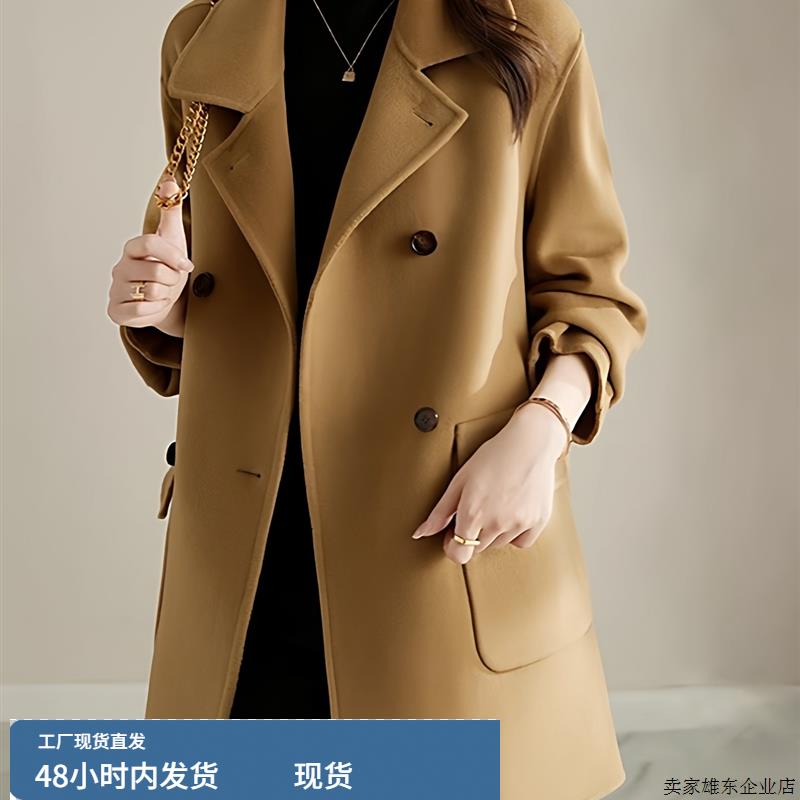 今年流行的爆款女装极简高级感穿搭2025秋冬加棉毛呢外套中长款