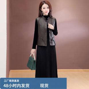 连衣裙套装2026秋冬季新款时尚洋气马甲两件套气质遮肚子显瘦裙子