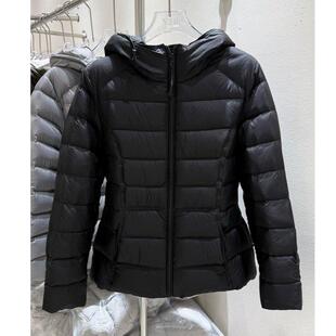 黑色羽绒服女短款2025冬季连帽外套厚款排骨羽绒服显瘦修身小个子