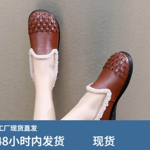 大码女鞋41一43秋冬新款脚宽胖外穿肥爆超软特品牌真陂妈妈棉鞋火