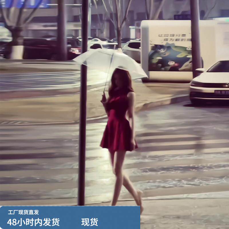红色连衣裙女夏法式小个子高级感礼服收腰显瘦无袖背心红裙子短裙