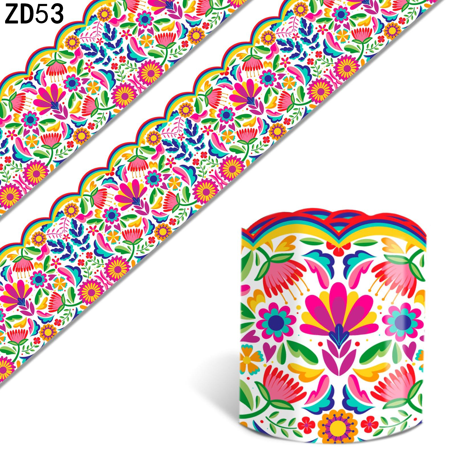 墨西哥花卉边框装饰贴纸学校公告板公告栏墙面派对自粘不干胶标签