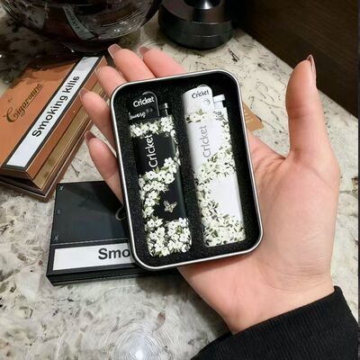进口草蜢cricket打火机+手作diy贴纸茉莉花正品送男女友闺蜜礼物