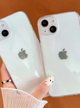 适用苹果14promax 14plus 14pro晶钻高透壳13Pro 12 13ProMax透明Phone12Pro手机壳XS Xr精孔8G 7G 8plus