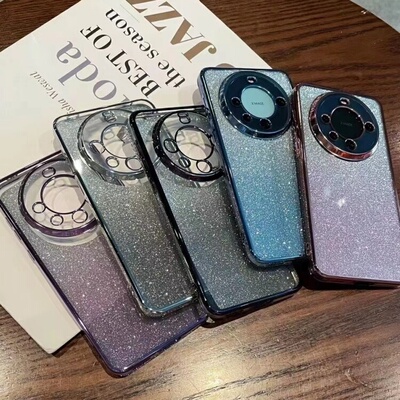 适用华为Nova15Ultra Mate80ProMax hi畅享80Pro闪粉透明精孔电镀Pura80手机壳麦芒40护镜渐变hi畅享80保护套