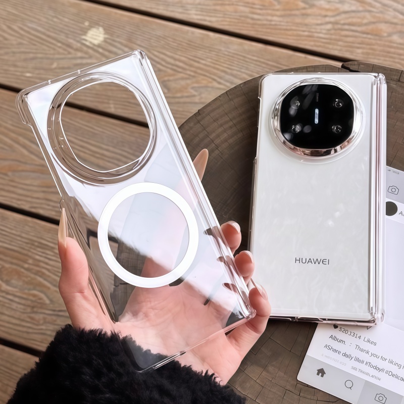 适用Pura X MateX7折叠屏PC透明中轴壳MateX6高透Magic V5磁吸FindN5手机壳Xfold5防摔三星Zflip7硬壳W25Flip