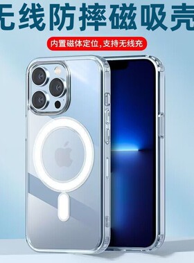 适用苹果17ProMax 17e Air亚克力磁吸壳16e 16Pro透明15 13Pro无线充iPhone11 12手机壳XSMax XR防摔太空壳X