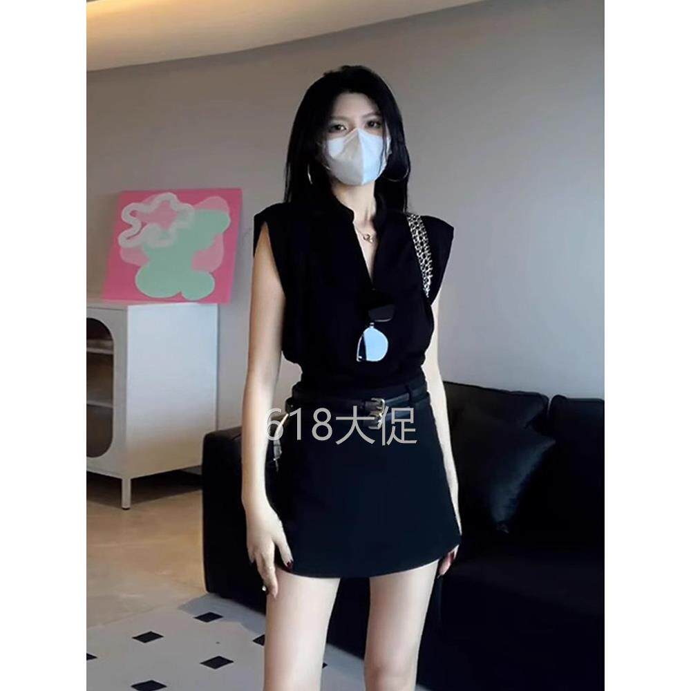 夏日女性黑色套装裙,小高腰a字裙,性感紧身裙,皇家姐妹式短裙
