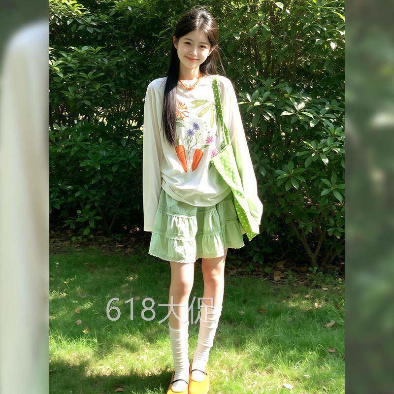 夏日穿搭一整套2026小个子韩系小清新甜美减龄罩衫短裙套装两件套