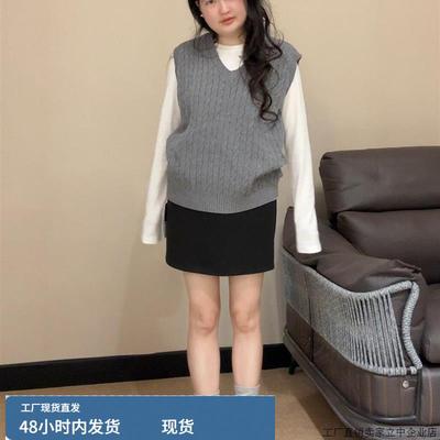 早秋季穿搭灰色针织毛衣马甲女春秋2025年新款高级感内搭背心上衣