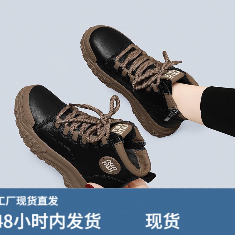 马丁靴英伦风短靴秋冬季加绒2026年工装靴高帮女鞋子圆头复古风