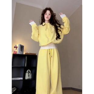 多巴胺卫衣卫裤一整套运动套装女秋季韩系宽松阔腿裤休闲两件套潮