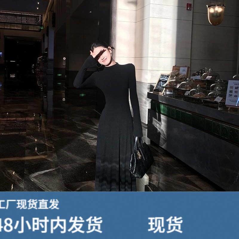 喇叭袖半高领针织连衣裙女秋冬季巨好看内搭长裙法式长袖大摆裙子,运动/瑜伽/健身/球迷用品,瑜伽短裙,淘宝优惠券,粉丝福利购,淘宝优惠卷
