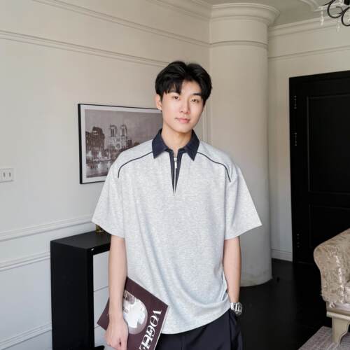 Fable男装2026年夏上新撞色拼接结构设计款翻领POLO衫韩版潮流