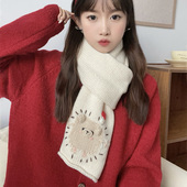 可爱女学生冬季 粗线手工刺猬针织围巾高中生节日送礼保暖围脖 厚款