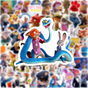 疯狂动物城贴纸50张电影动画儿童礼物电脑行李箱防水A4海报贴画