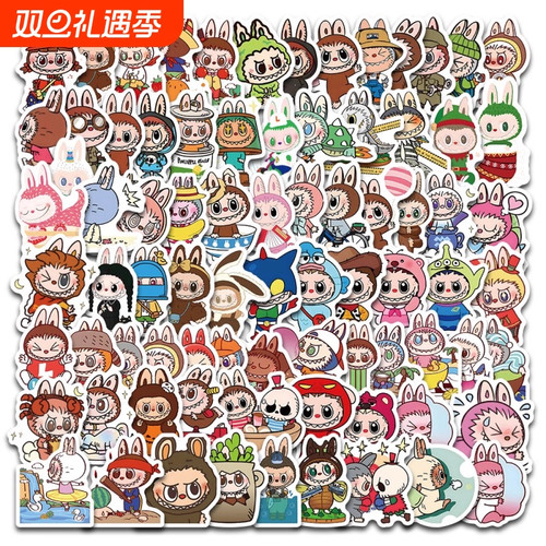 二次元周边160张拉布布贴纸可爱Labubu泡泡玛特贴画卡通装饰图案