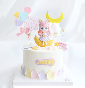 儿童生日蛋糕装 扮女宝玩偶情景公主 烘焙卡通装 饰星河美少女摆件