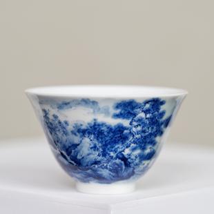 予昔时 重工青花山水三秋单杯景德镇茶具功夫茶杯品茗杯55cc