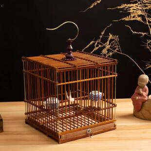 竹制小方笼绣眼黄雀鸟笼贝子文鸟手工鸟笼鸟笼大全