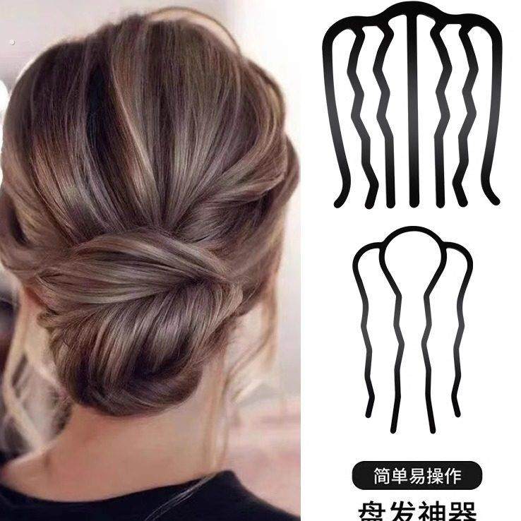 懒人盘发神器空姐丸子头插梳发梳发簪四齿叉梳u型工具头饰发夹发,家庭/个人清洁工具,盘发器,淘宝优惠券,粉丝福利购,淘宝优惠卷
