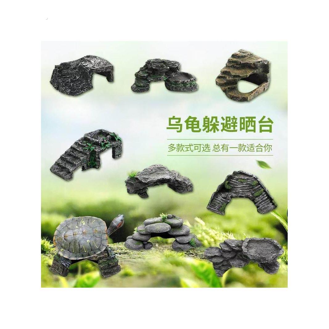 海龟日光浴平台爬行动物爬楼梯平台庇护所洞壁虎庇护所水族馆宠物
