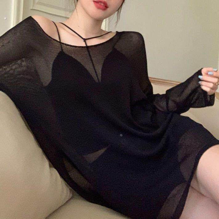 新款泳衣外搭可下水防晒罩衫外套女夏季游泳显瘦宽松薄款单卖百搭