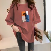 纯棉短袖 上衣中长款 T恤女韩版 2025新款 宽松大码 半袖 百搭显瘦夏季