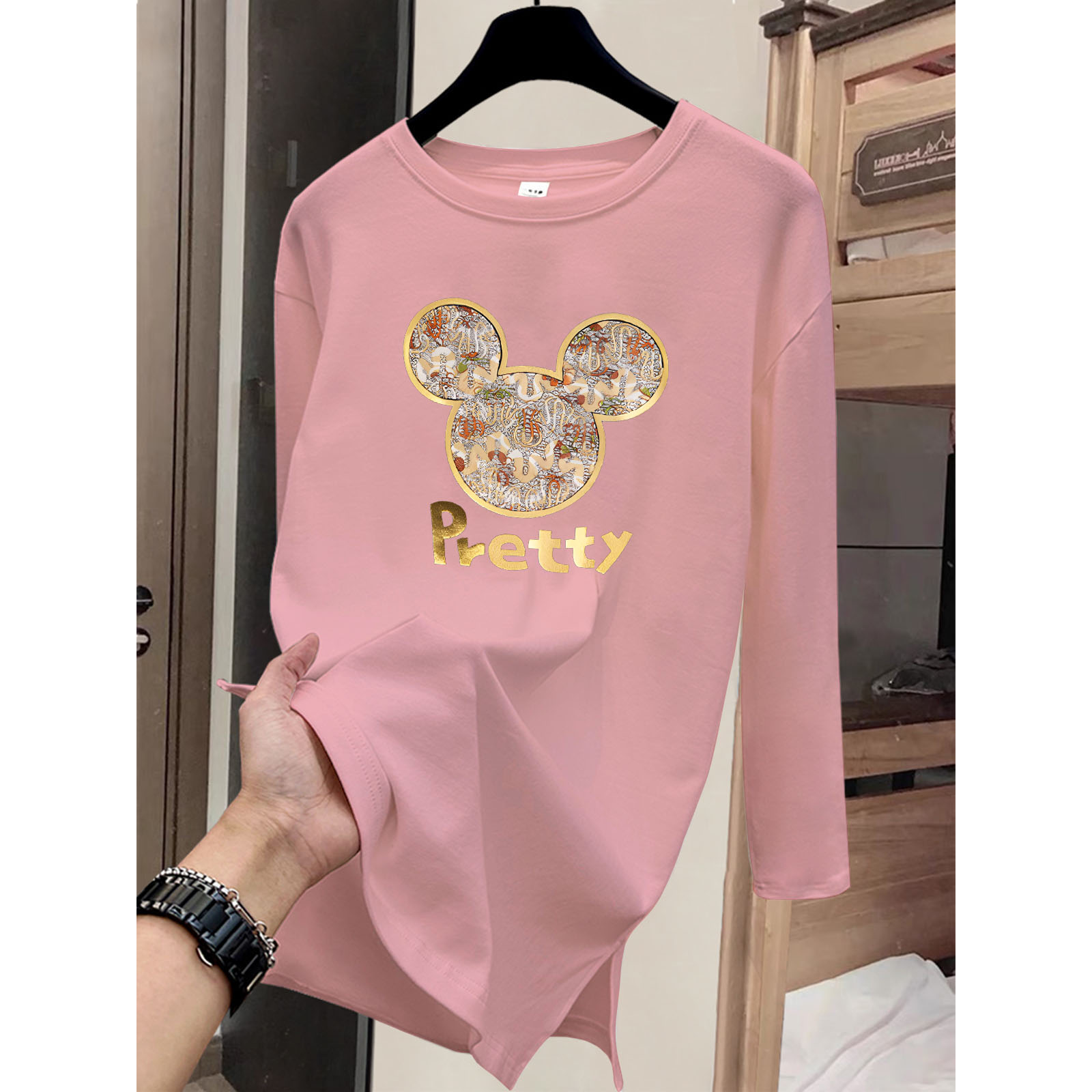 长袖宽松中长款加厚时尚百搭磨毛