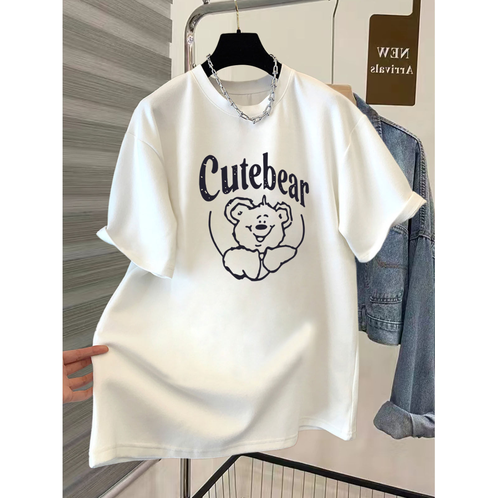 磨毛短袖t恤女中长款宽松休闲百搭上衣加厚款打底衫春夏秋冬季潮