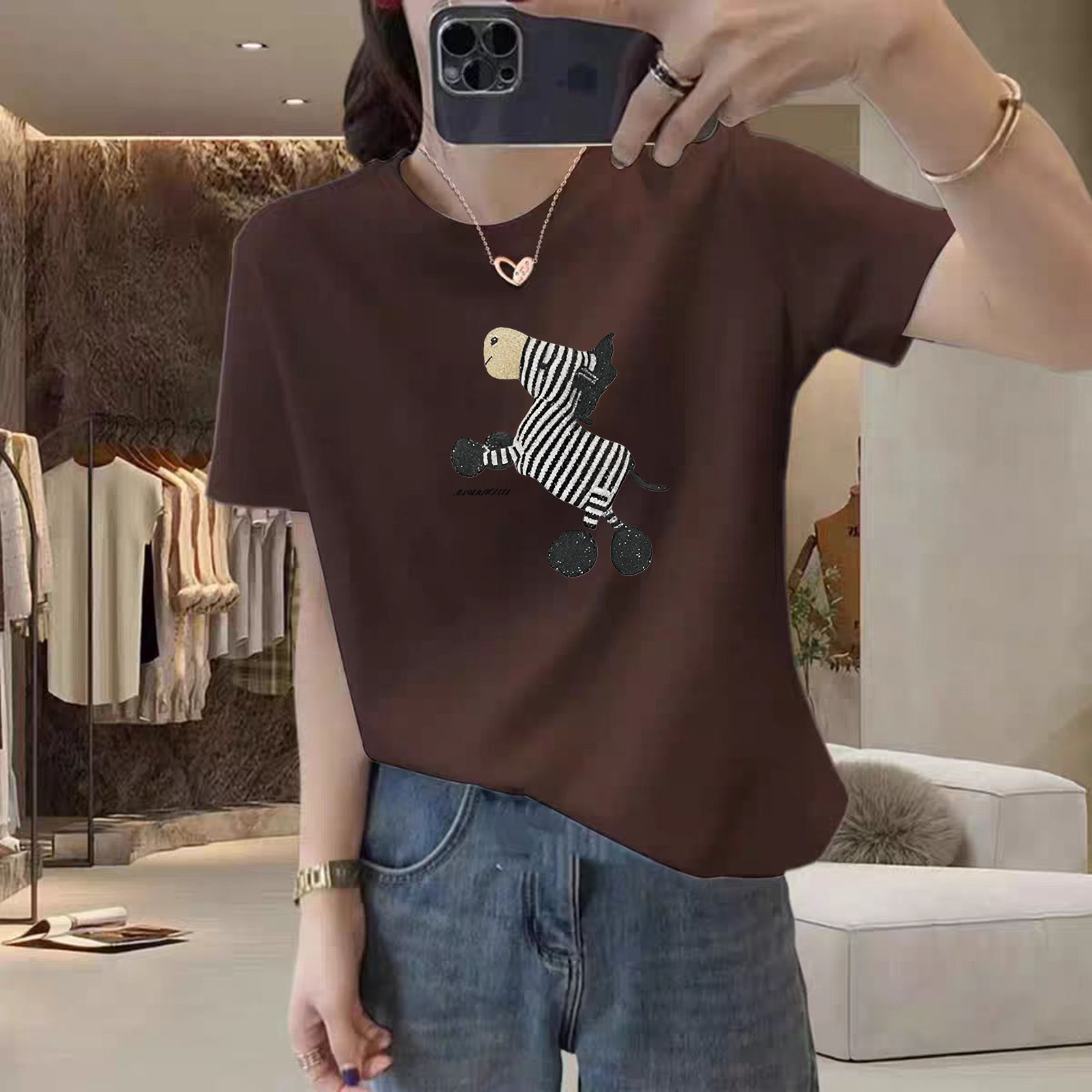 正肩磨毛纯棉短袖宽松t恤女时尚百搭圆领加厚打底衫上衣春夏秋冬,女装/女士精品,T恤,淘宝优惠券,粉丝福利购,淘宝优惠卷