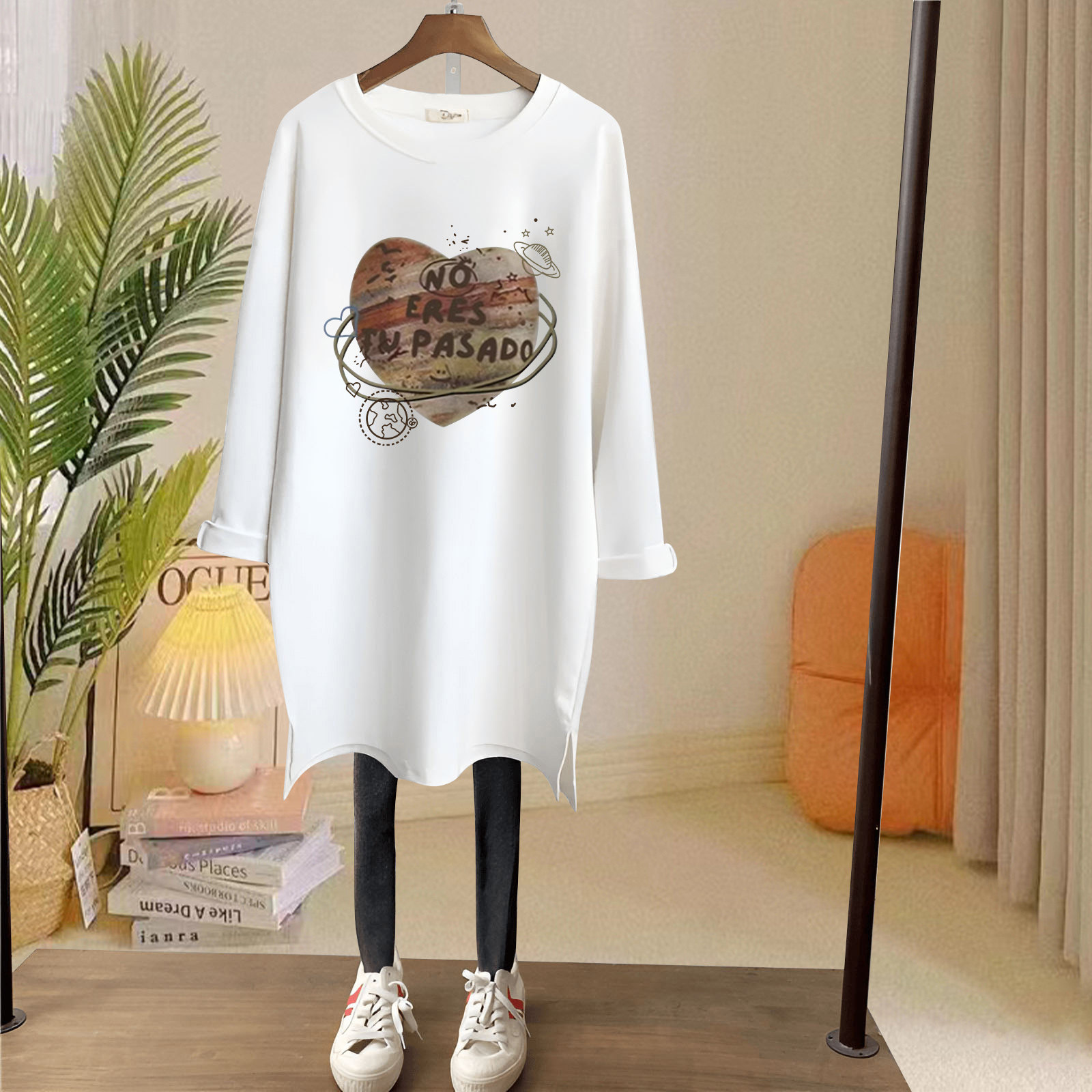 2025新款磨毛开叉长袖T恤女中长款宽松小众设计感厚款上衣秋冬季,女装/女士精品,T恤,淘宝优惠券,粉丝福利购,淘宝优惠卷