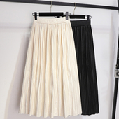 百褶裙女秋冬半身裙今年流行爆款 半身长裙 半裙灯芯绒压褶丝绒冬季