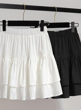 半身裙女2025新款白色短裙a字半裙小个子梨型身材遮胯伞裙蛋糕裙