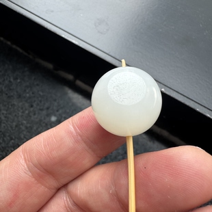 新疆和田玉白皮籽料白玉圆珠直径18mm苏工雕刻玉石珠子挂件吊坠