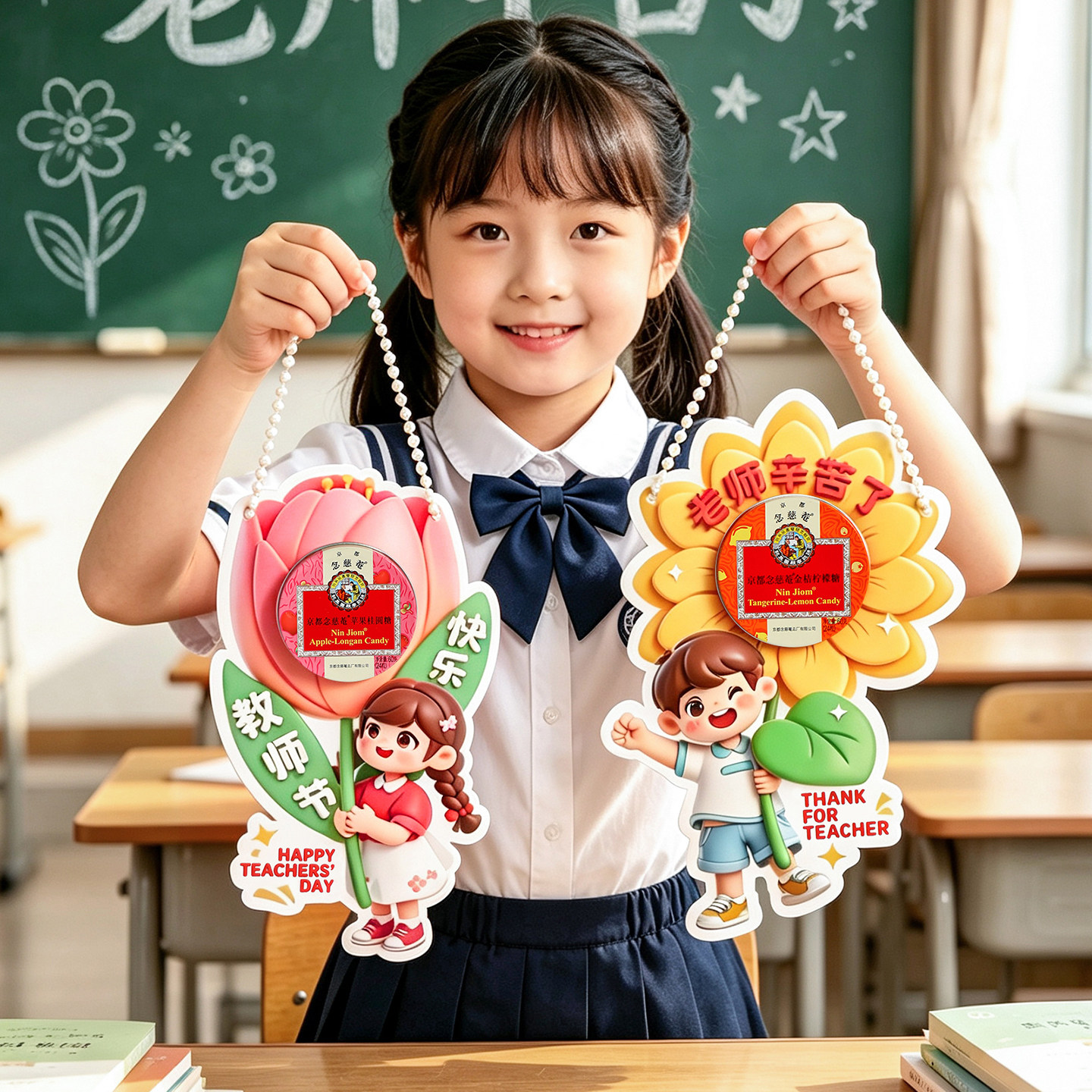教师节送幼儿园小学老师男女礼物实用润喉糖创意贺卡礼品有意义的