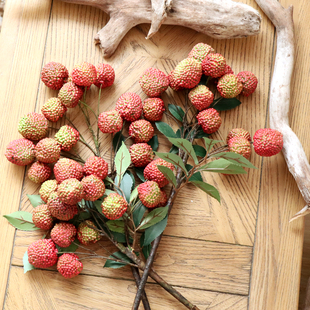 高仿真荔枝励志果实枝条植物插花艺术装饰田园客厅橱窗新年花艺