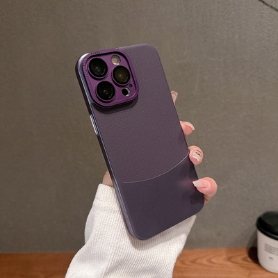 苹果15promax拼接素皮简约防摔壳